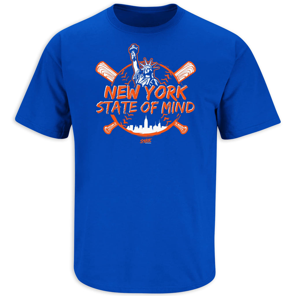 New York State of Mind T-Shirt for New York Baseball Fans (SM-5XL) (Royal Short Sleeve Large)